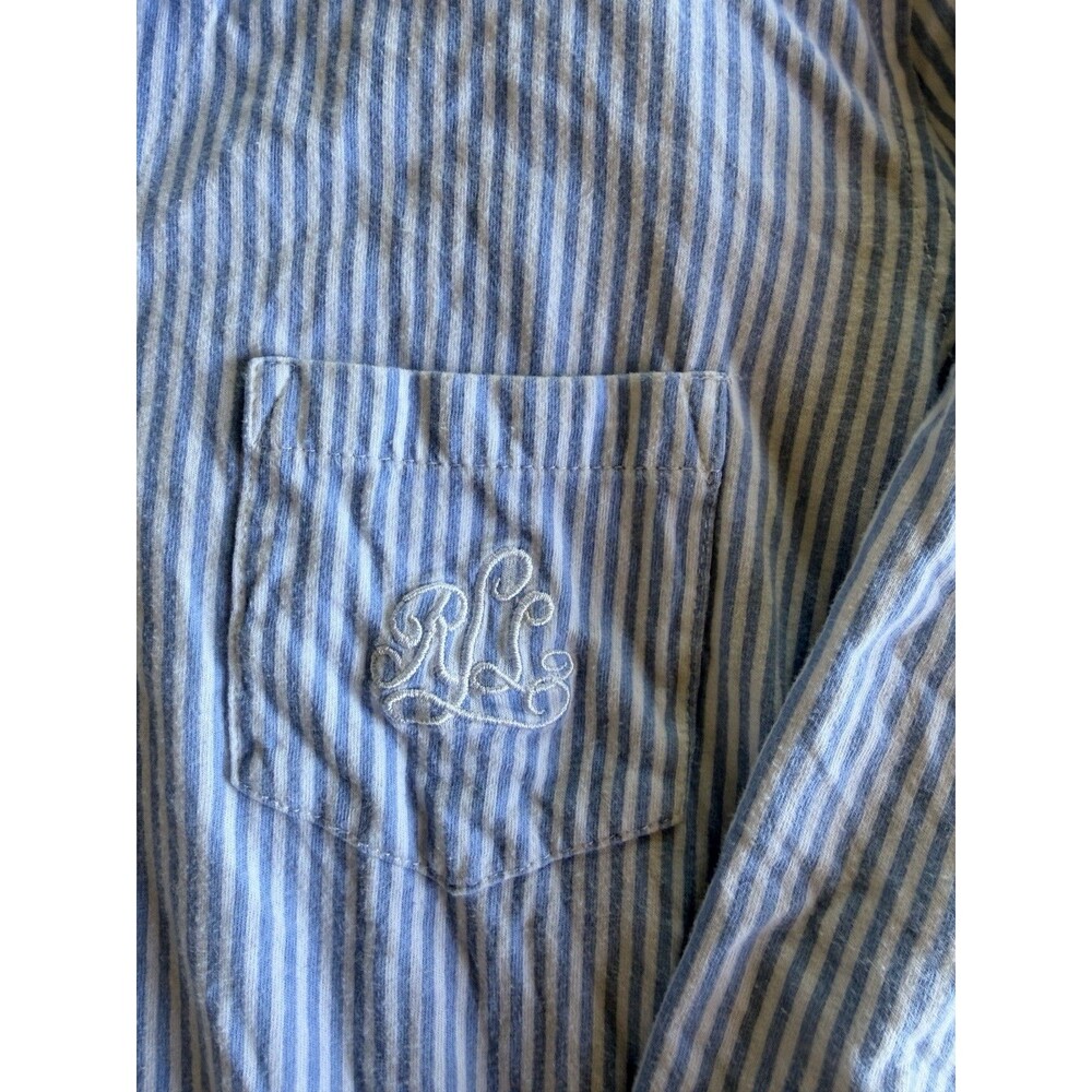 Ralph Lauren Monogrammed Striped Pajamas In Size Medium Blue & White 100 Cotton - Picture 4 of 8